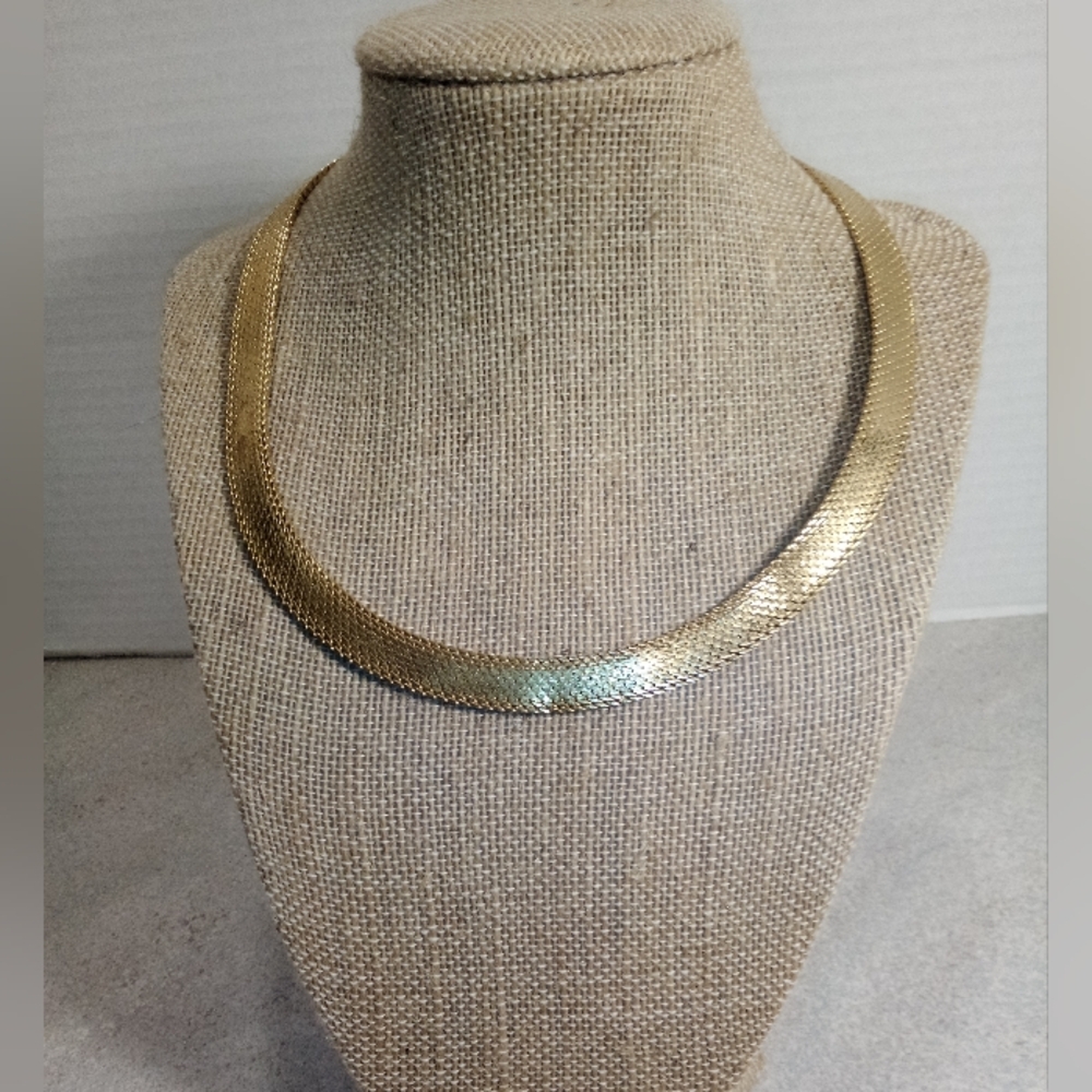 Monet Goldtone Wide Choker Chain Necklace #J-9